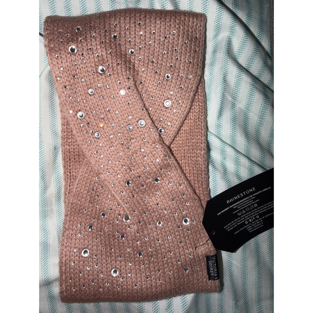 Victoria's Secret Rhinestone Ear Warmer Headband Pink Knit Victoria‎